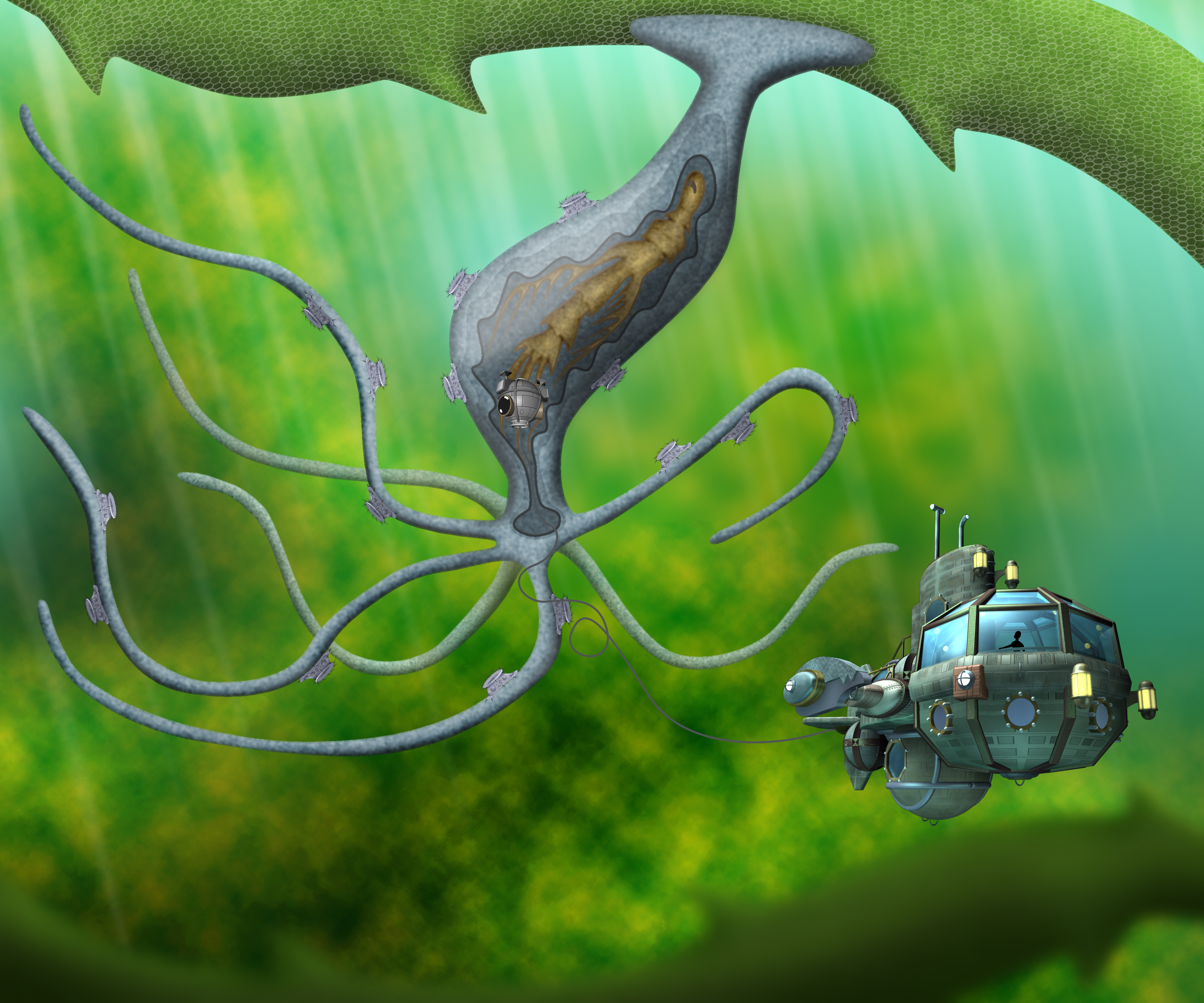 Hydra with diving bell